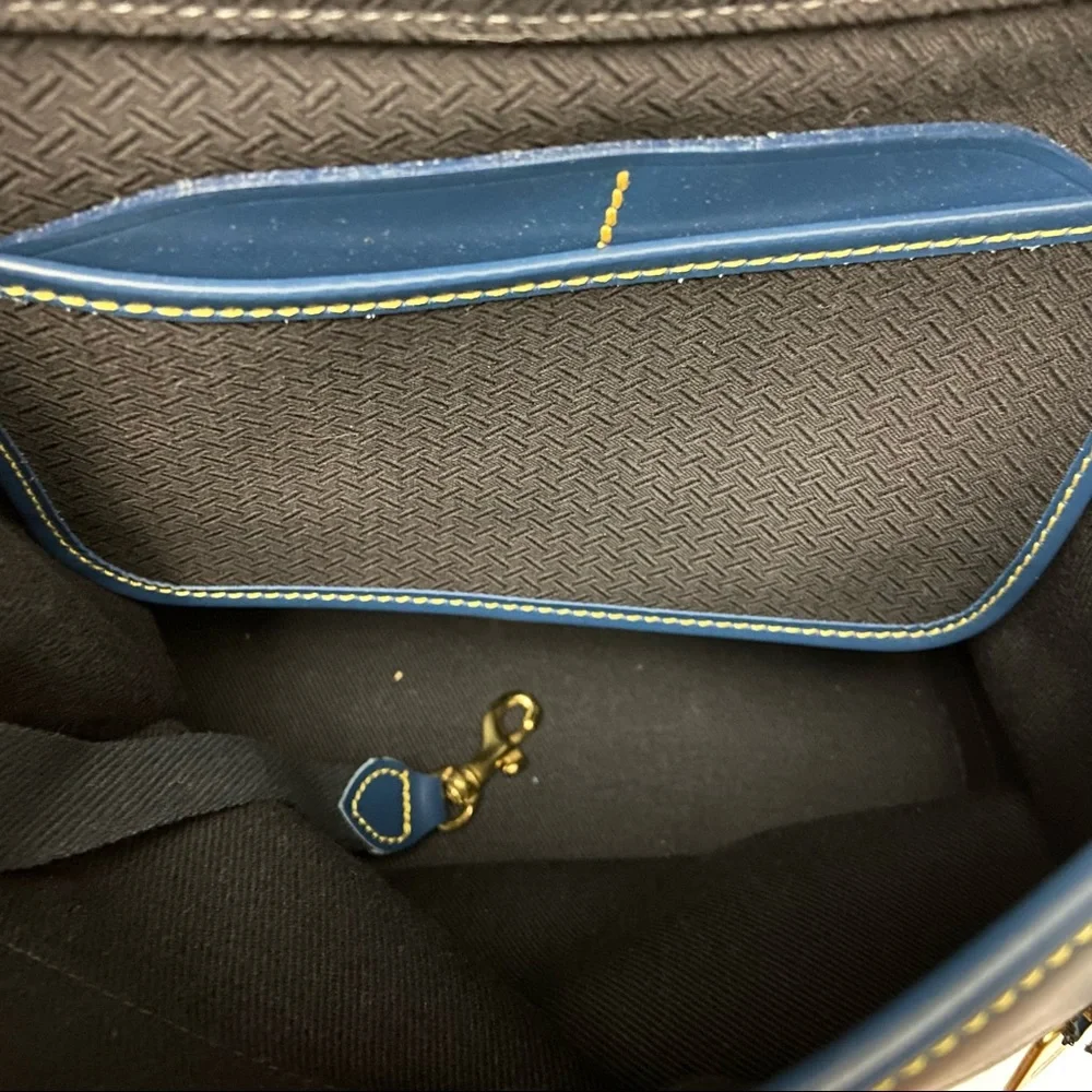 Vintage Dooney & Bourke Blue Denim Leather Backpack - Picture 11 of 11